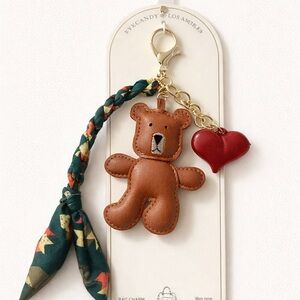Eye Candy Brown Bear Bag Charm with Red Heart